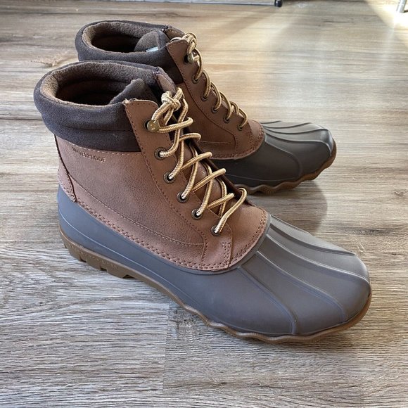 New Sperry Brewster Dark Tan Brown Waterproof Duck Boots STS14140 Size 10.5 - Picture 1 of 12